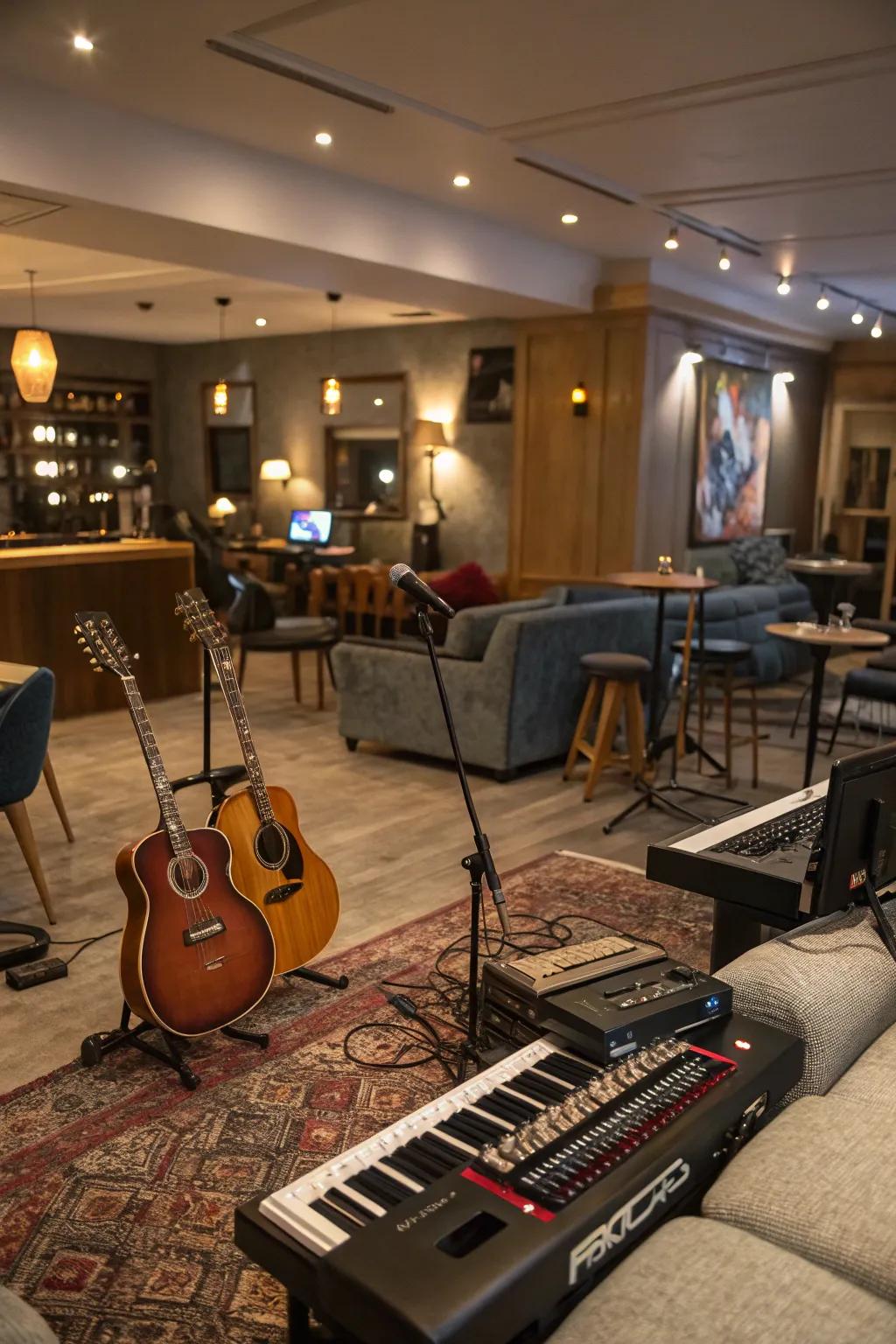 A sound studio for creative and unwinding musical sessions.