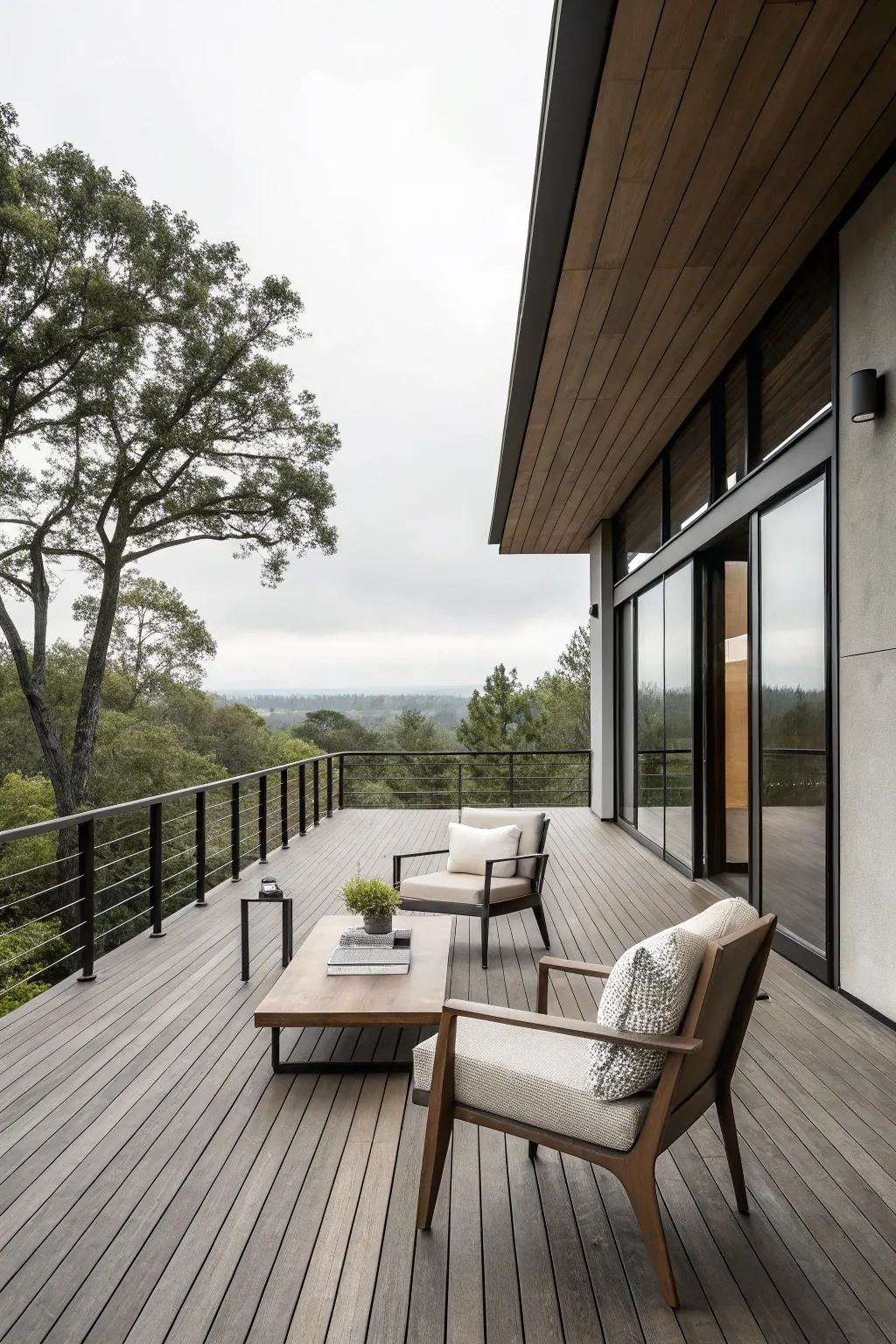 A minimalist deck design offers a clean and contemporary aesthetic.