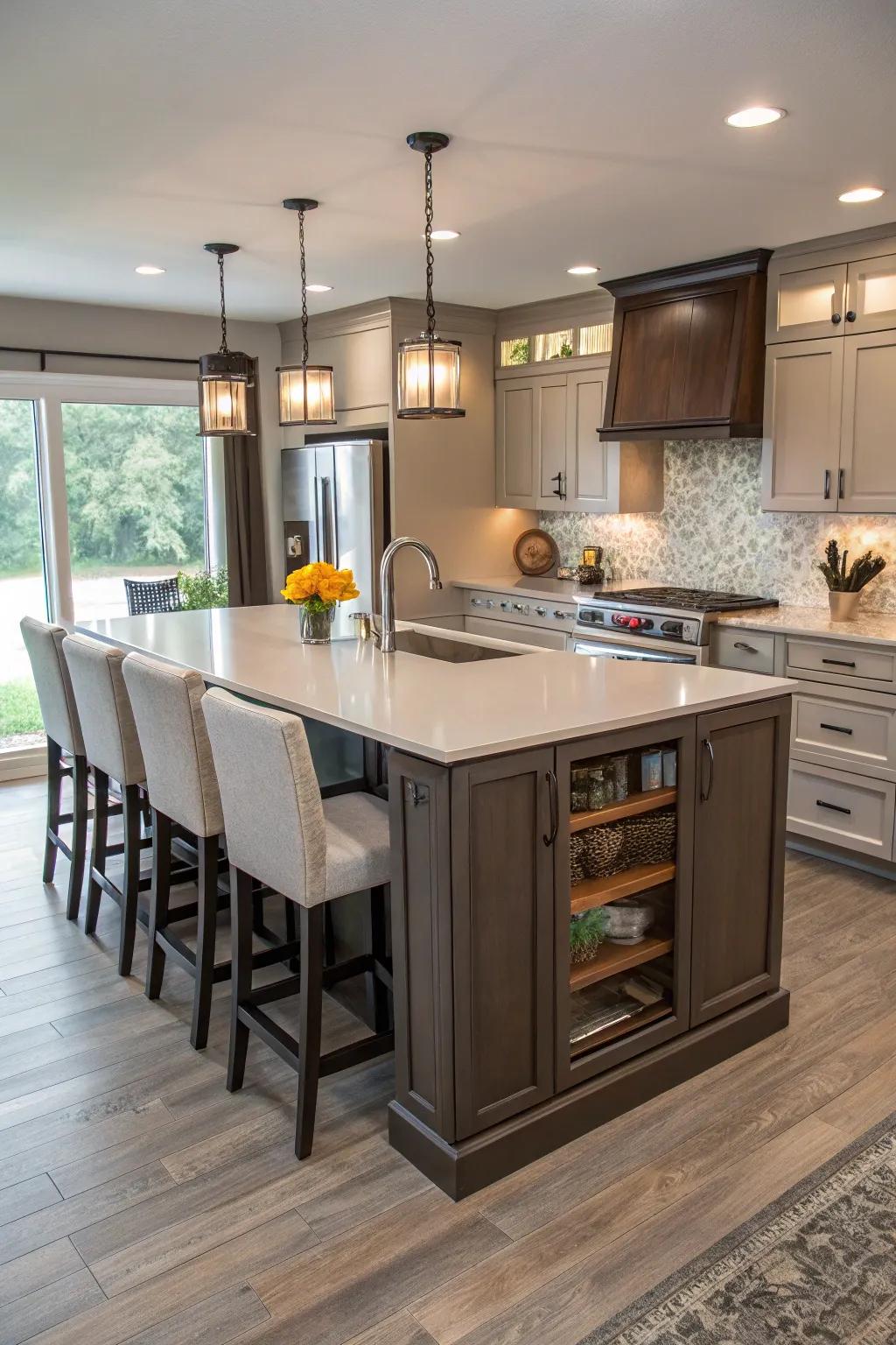 An adaptable island goes smoothly from prep work to eating.