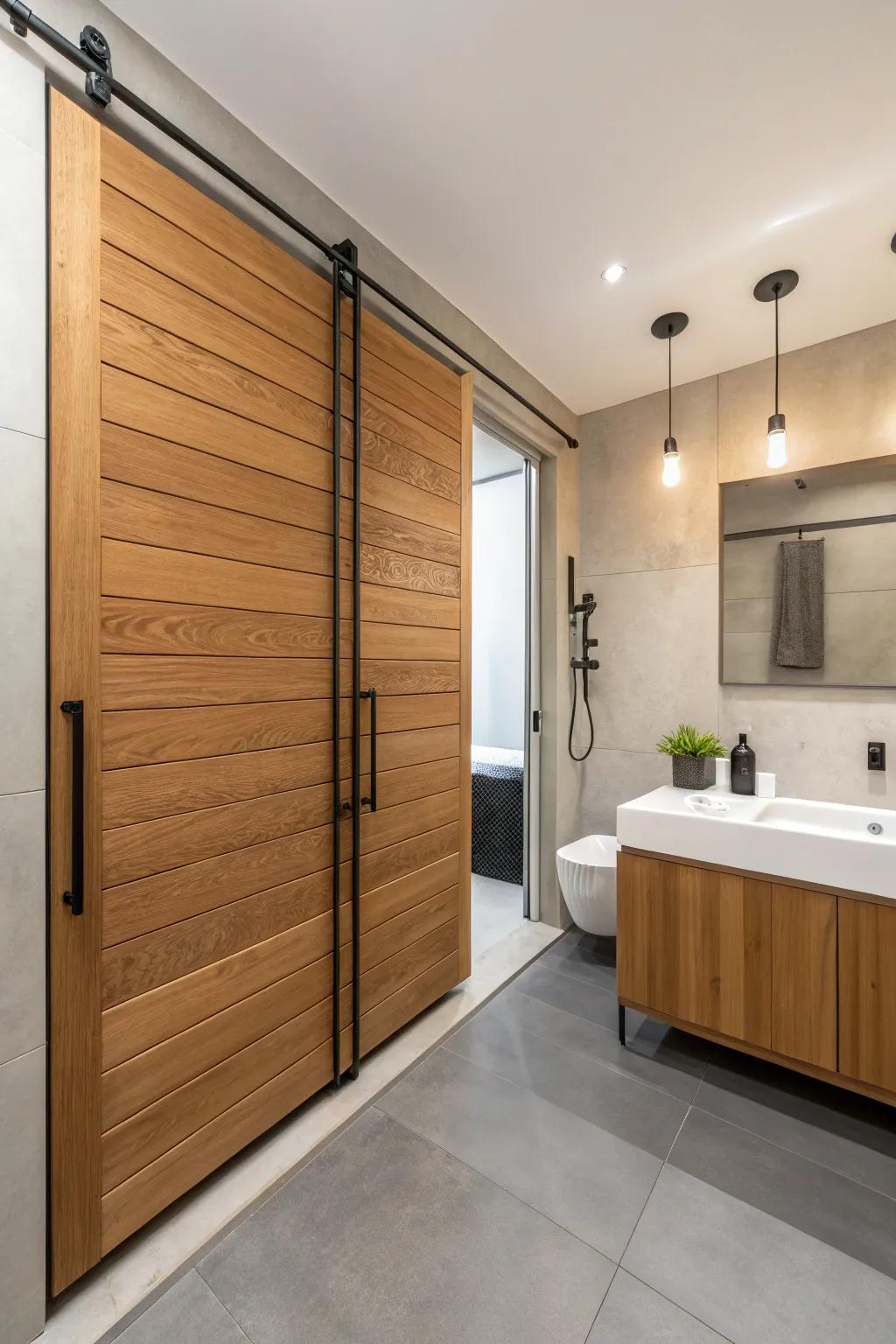 Gliding wood boards provide a minimalist and streamlined look.