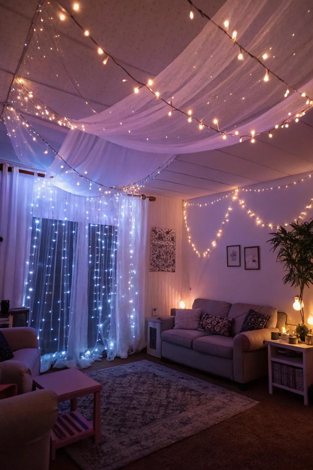 Twinkle lights create a dreamy and inviting atmosphere in any room.