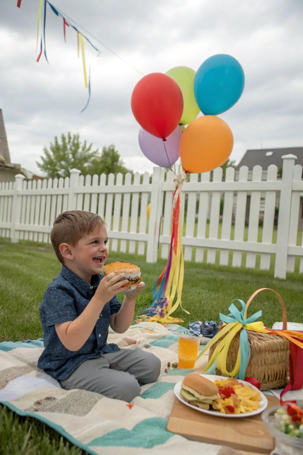 A yard picnic delivers a laid-back and joyful ambiance.
