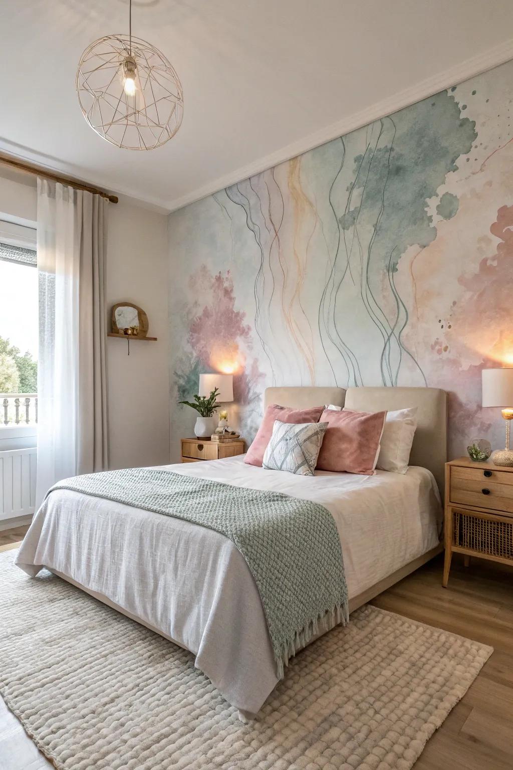 Ethereal watercolor splatters fashion a comforting and dreamy atmosphere.