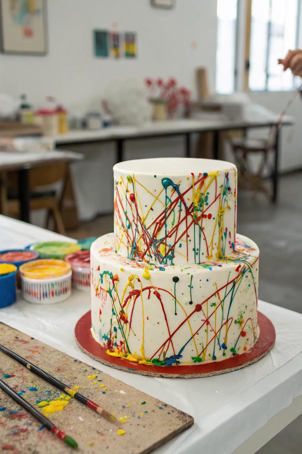 A splash art cake enables you to take pleasure in a creative and colorful mess.