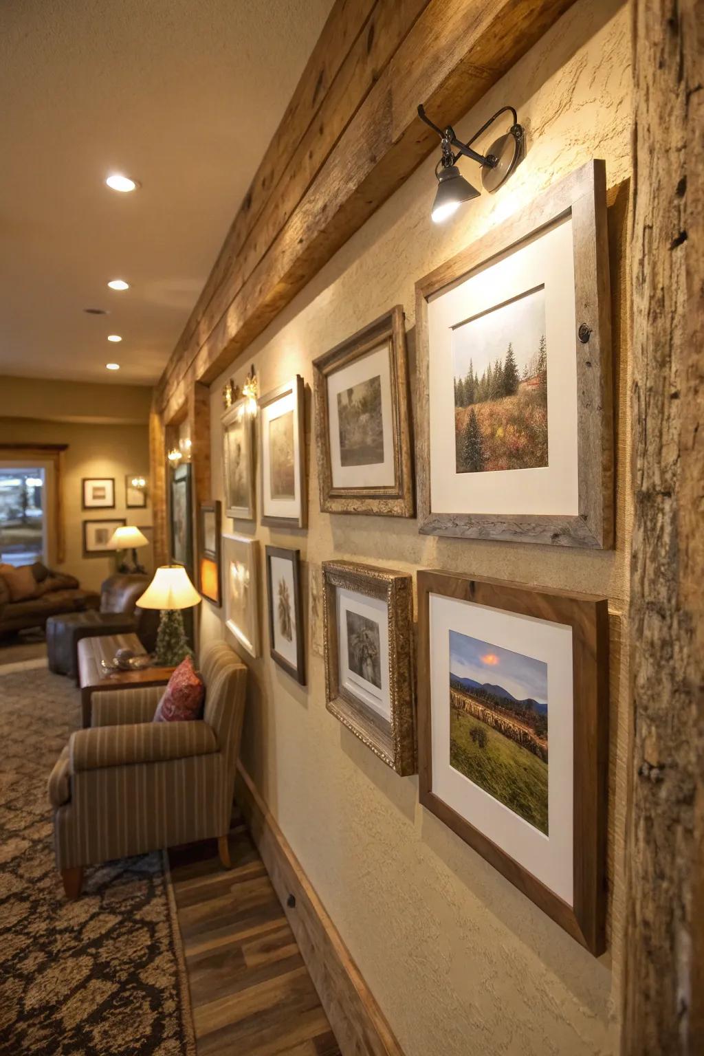 Earthy accents add warmth and a touch of nature to your art display.