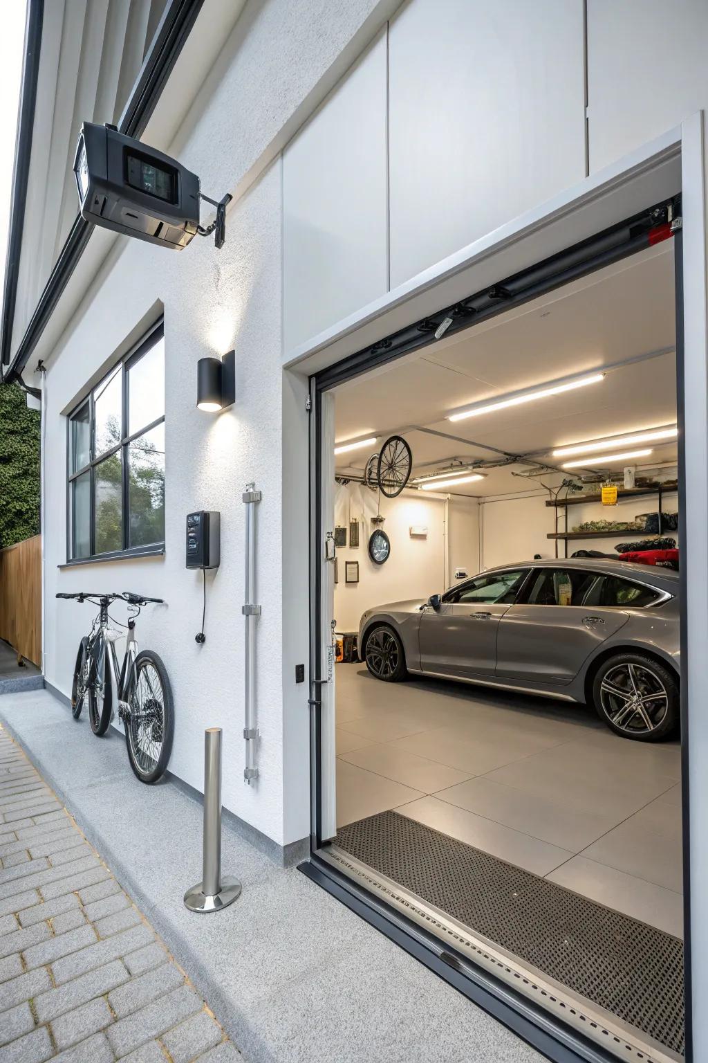 A high-tech garage loaded with the latest smart gear.