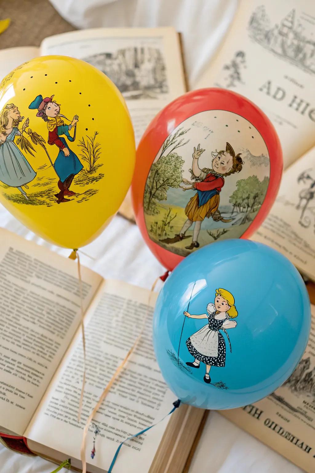 Narrative-themed balloons evoke a sensation of astonishment.