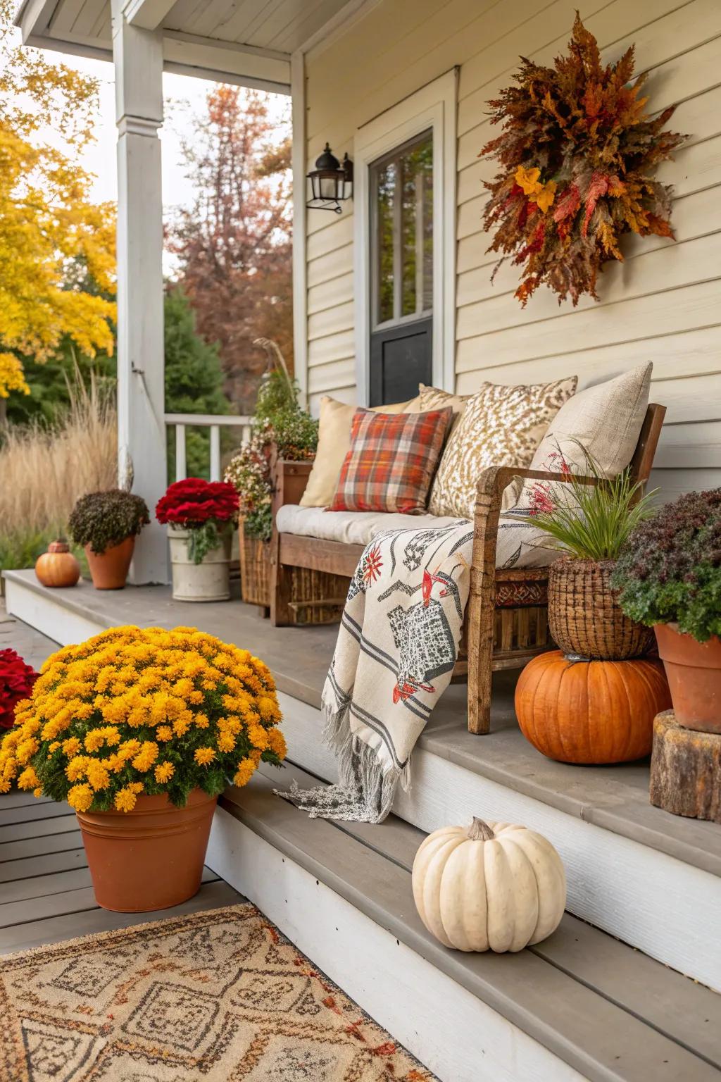 Refresh your porch using rotating seasonal accents and styles.
