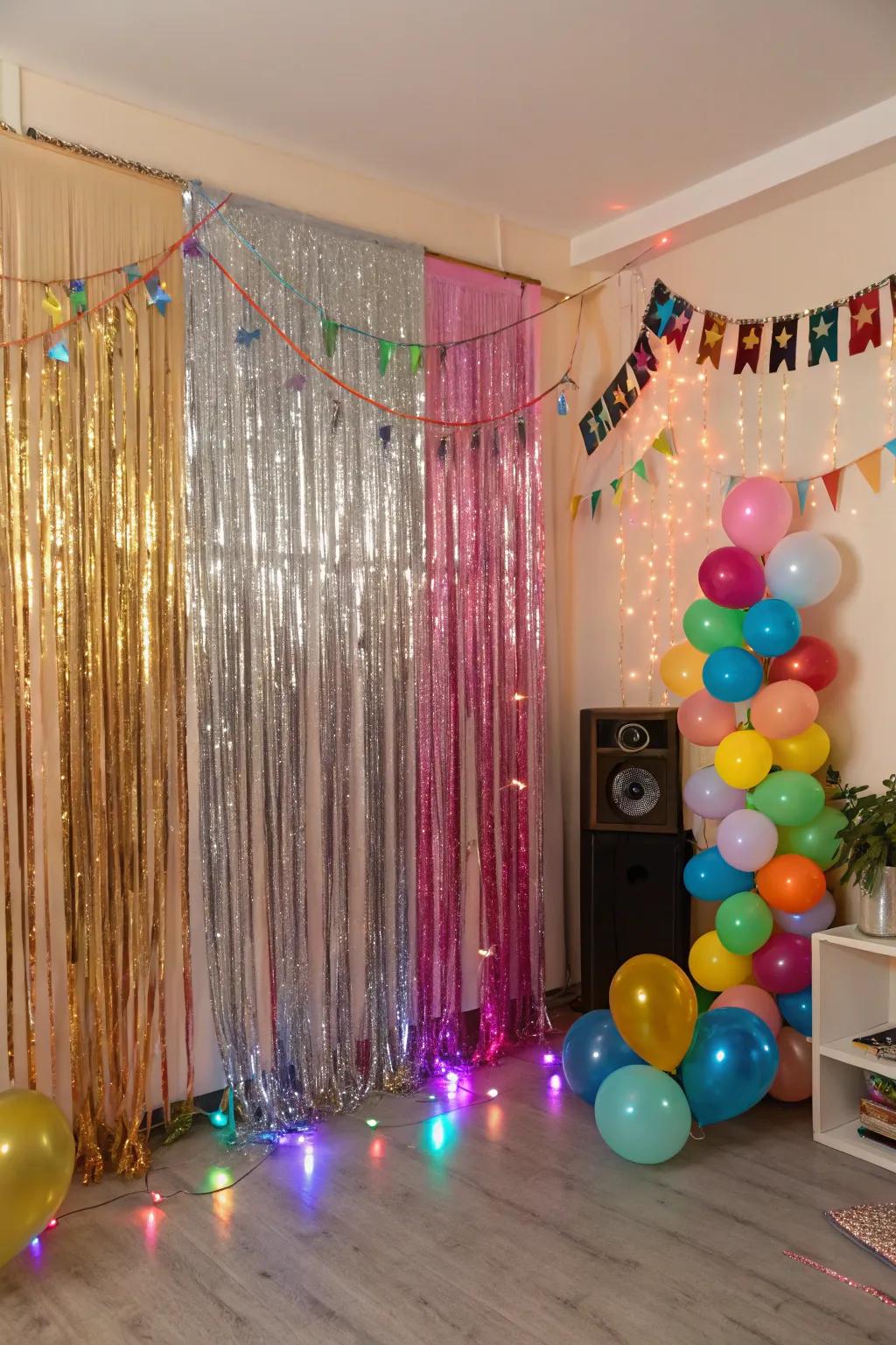 Introduce shimmer and dimension through layered fringes.