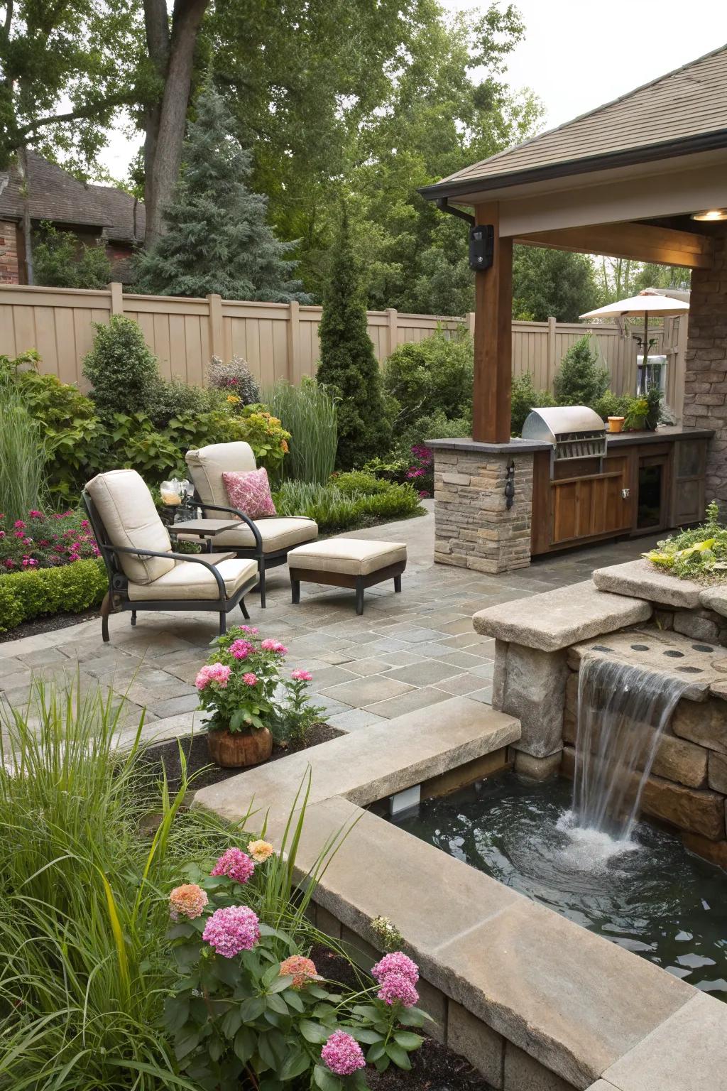 A tranquil nook brings peace to your BBQ space.