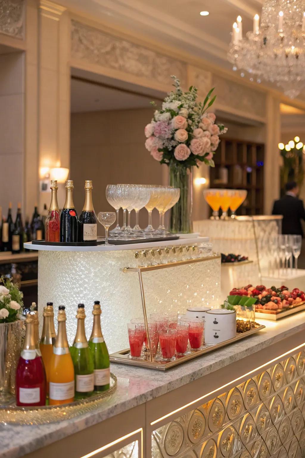A champagne bar offers a touch of luxury and celebration.
