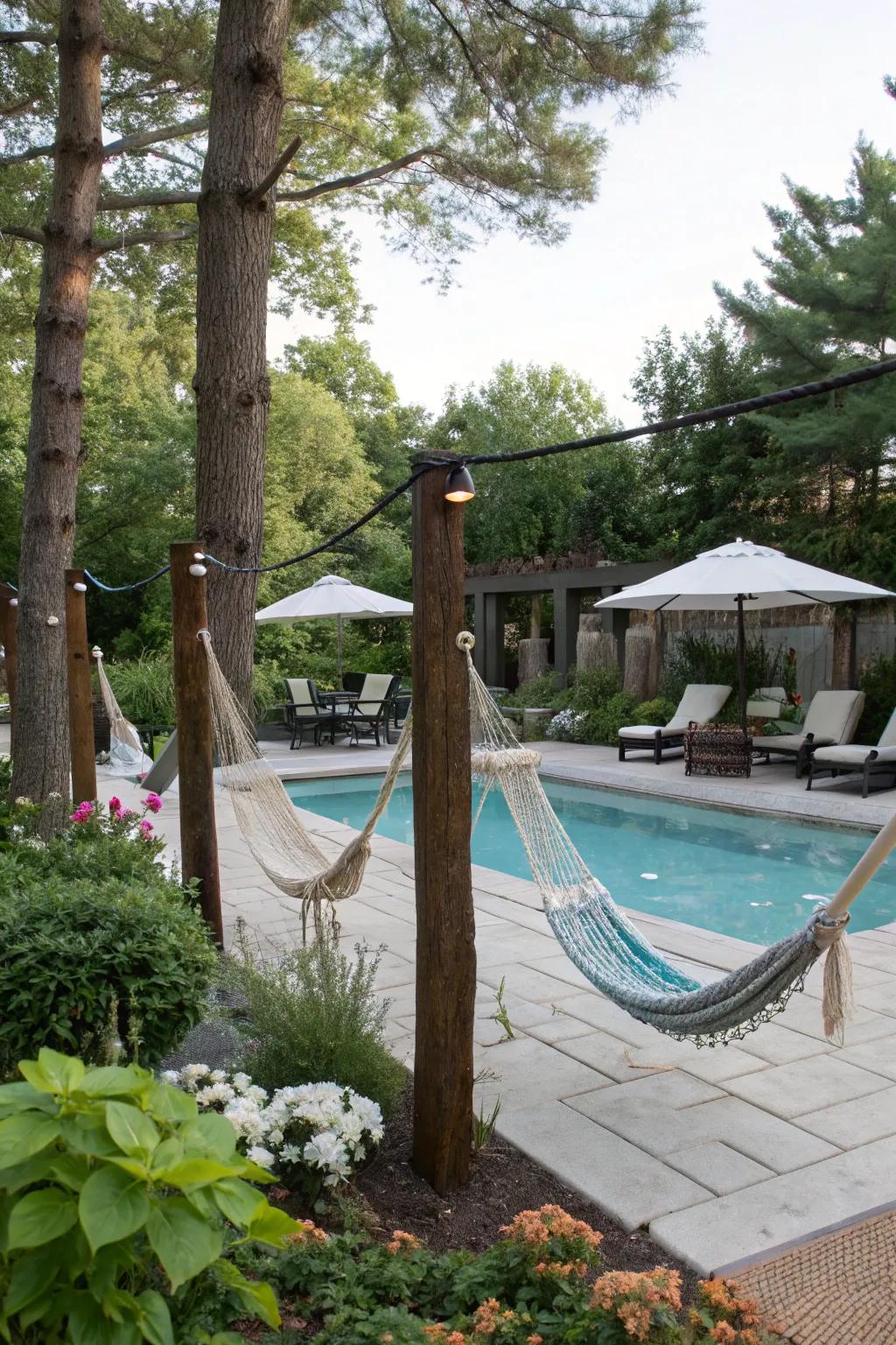 Unwind in style with poolside slings.