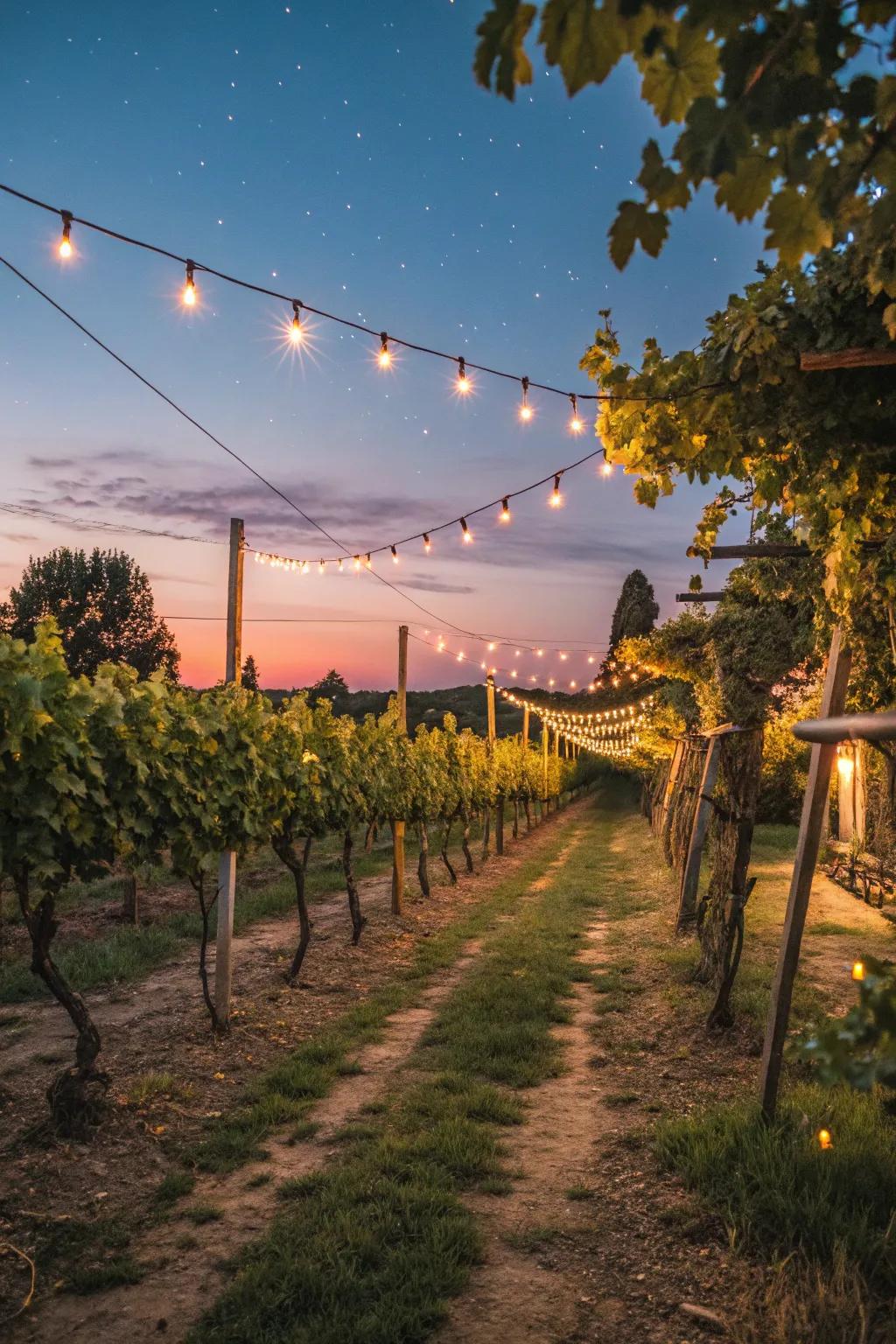 Transform your vineyard with warm, enchanting lights.