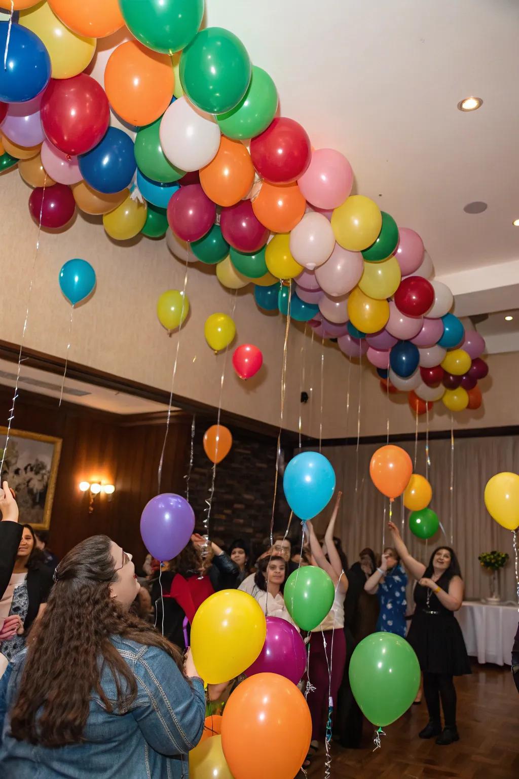 An exhilarating balloon cascade amplifies the excitement at any festivity.