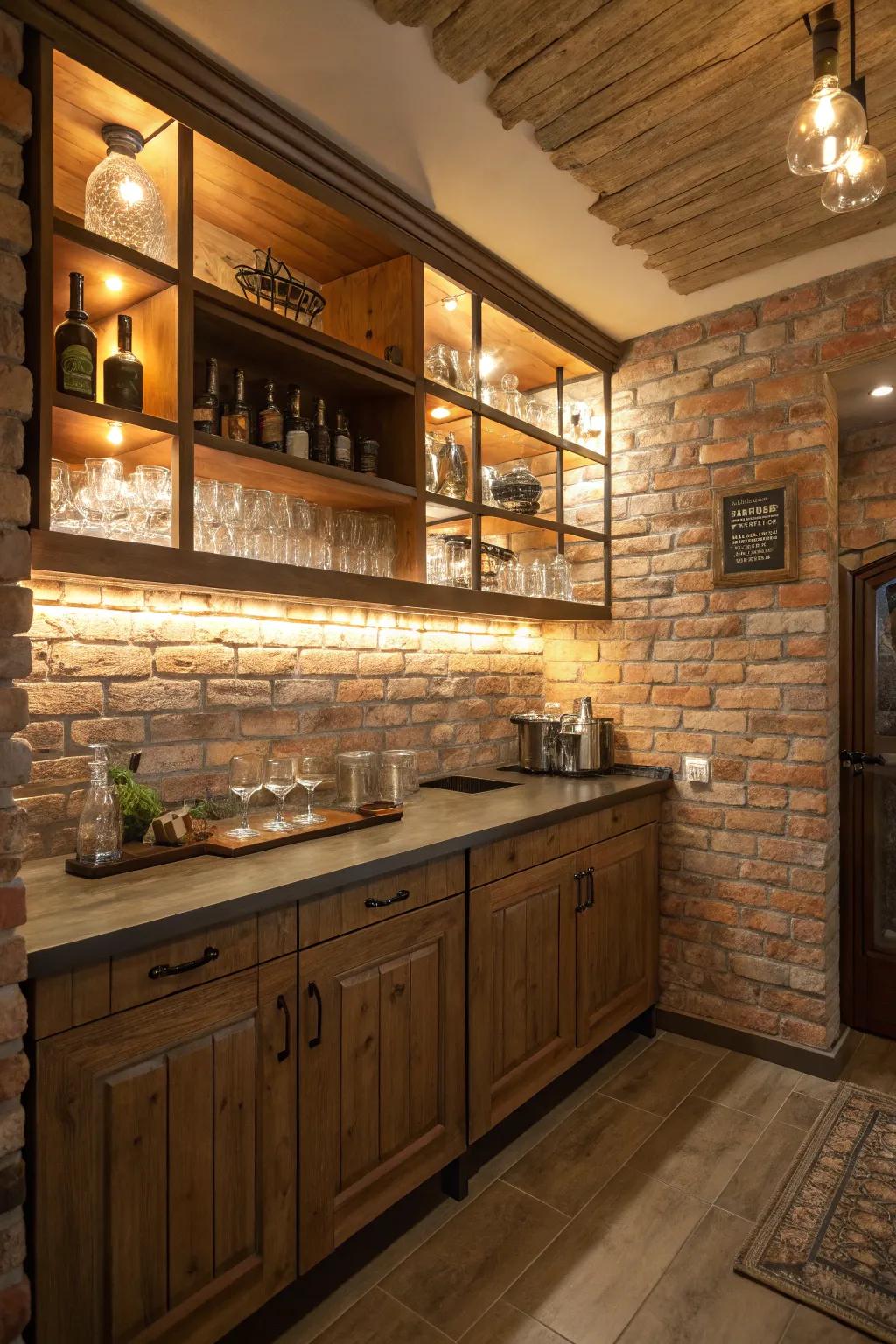 Textured walls provide depth to your bar.