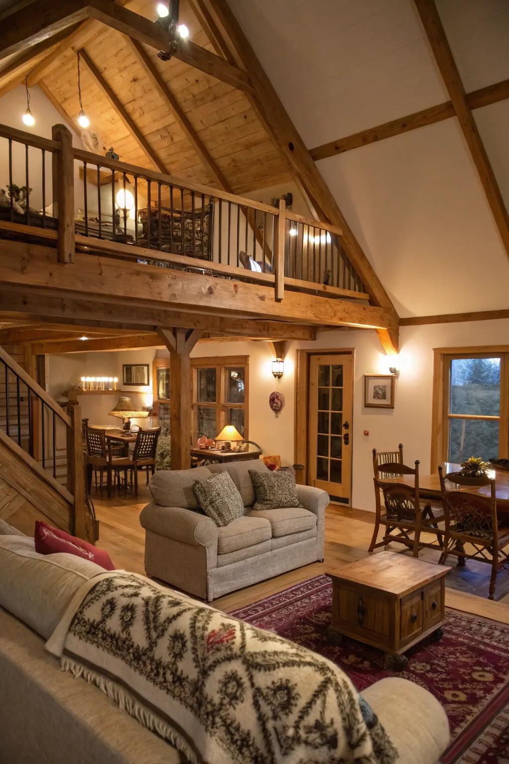 A versatile loft space overlooking the principal living area.