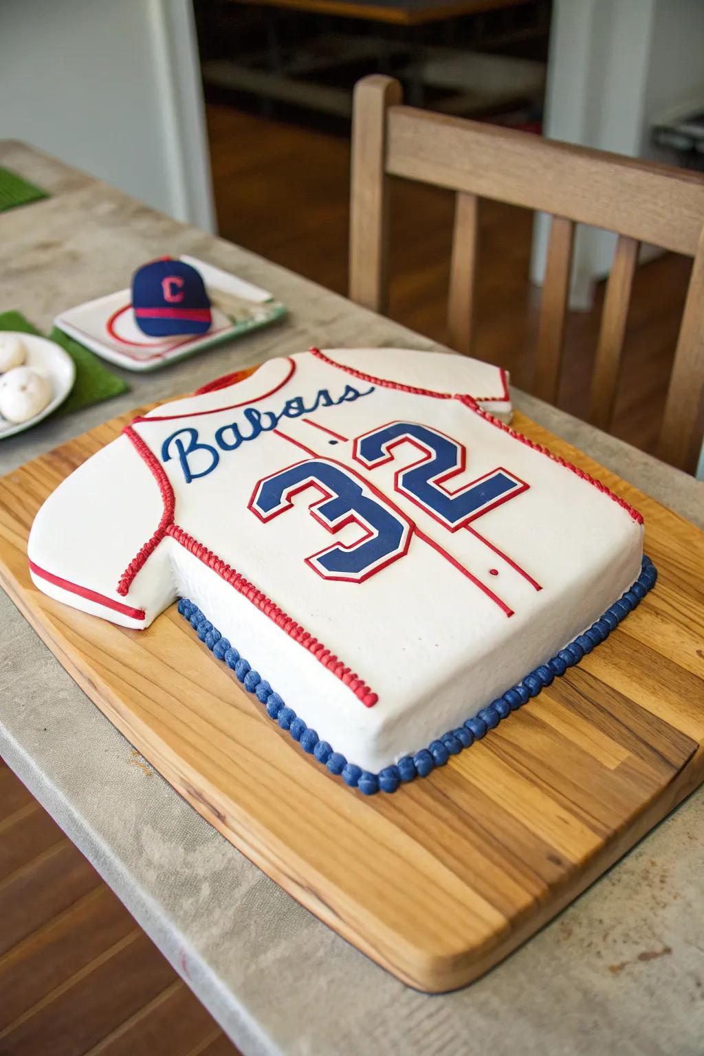 A baseball overall cake that’s a personalized delight.