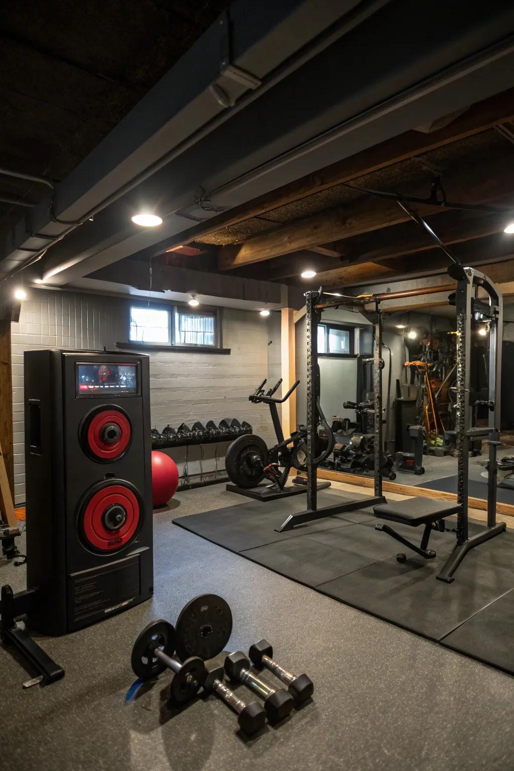Background sound can enhance your workout mood.