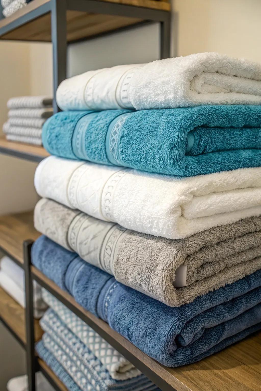 Showcase luxury with a layered stack of towels.