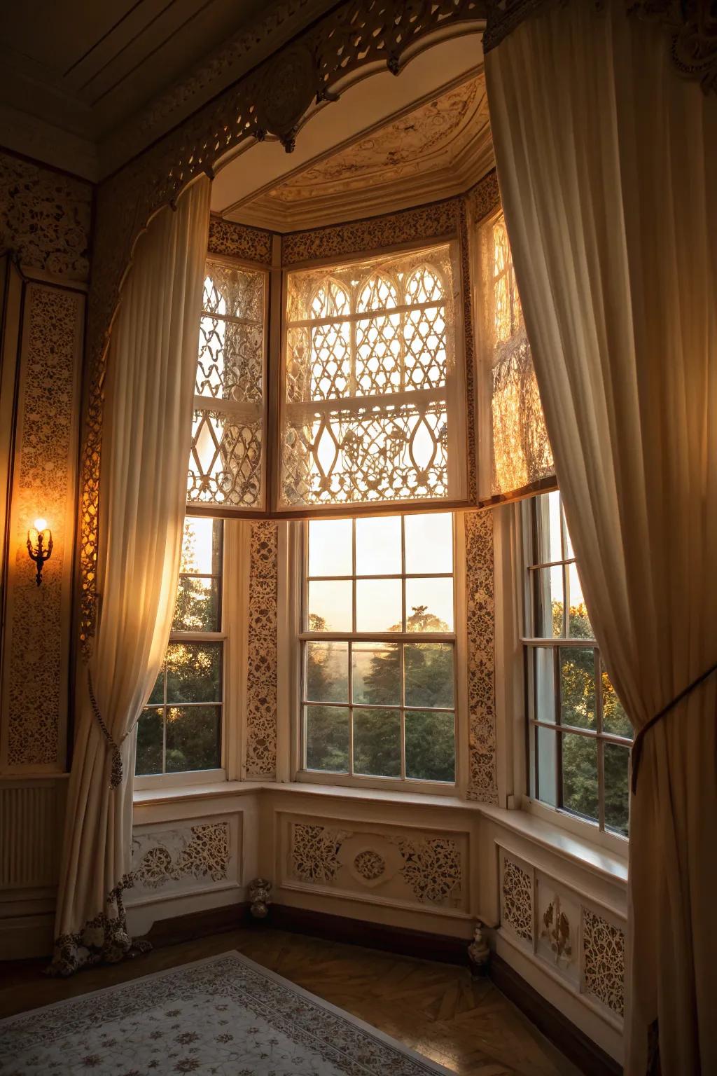 Appropriate use of lighting draws focus to your bay window.
