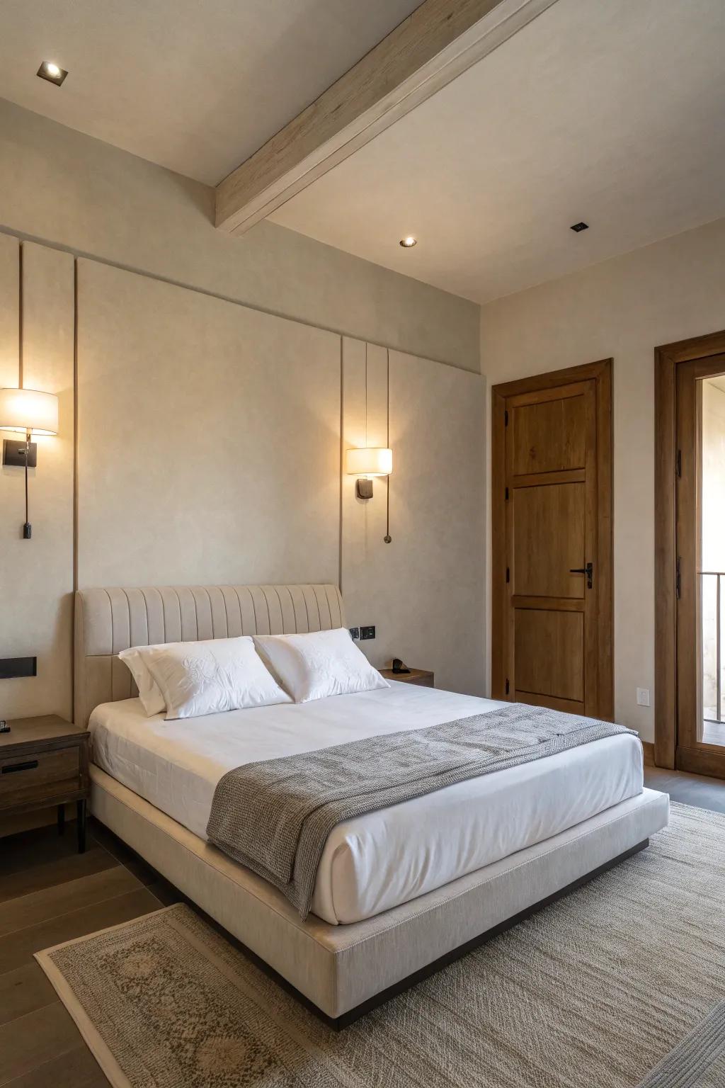 Minimalist lights maintain a serene, uncluttered aesthetic.
