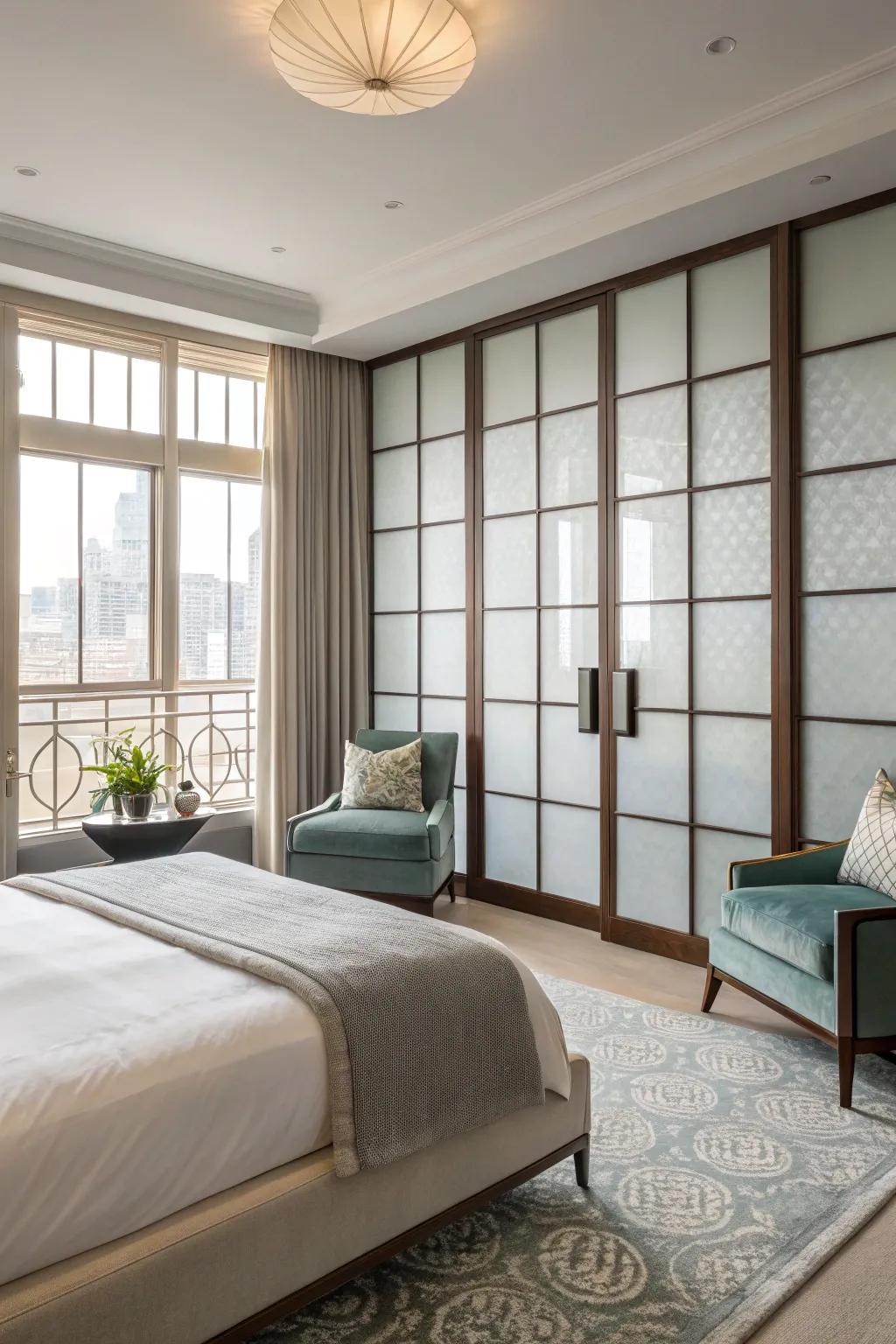 Opaque glass sheets offer privacy with a stylish element.