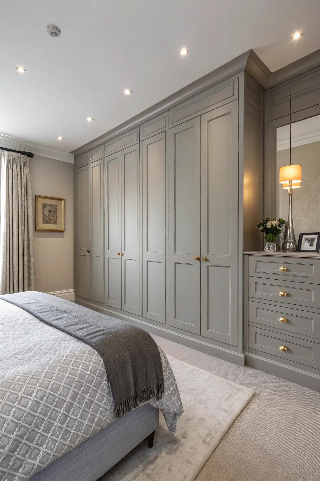 Grey storage systems delivering both style and organization.