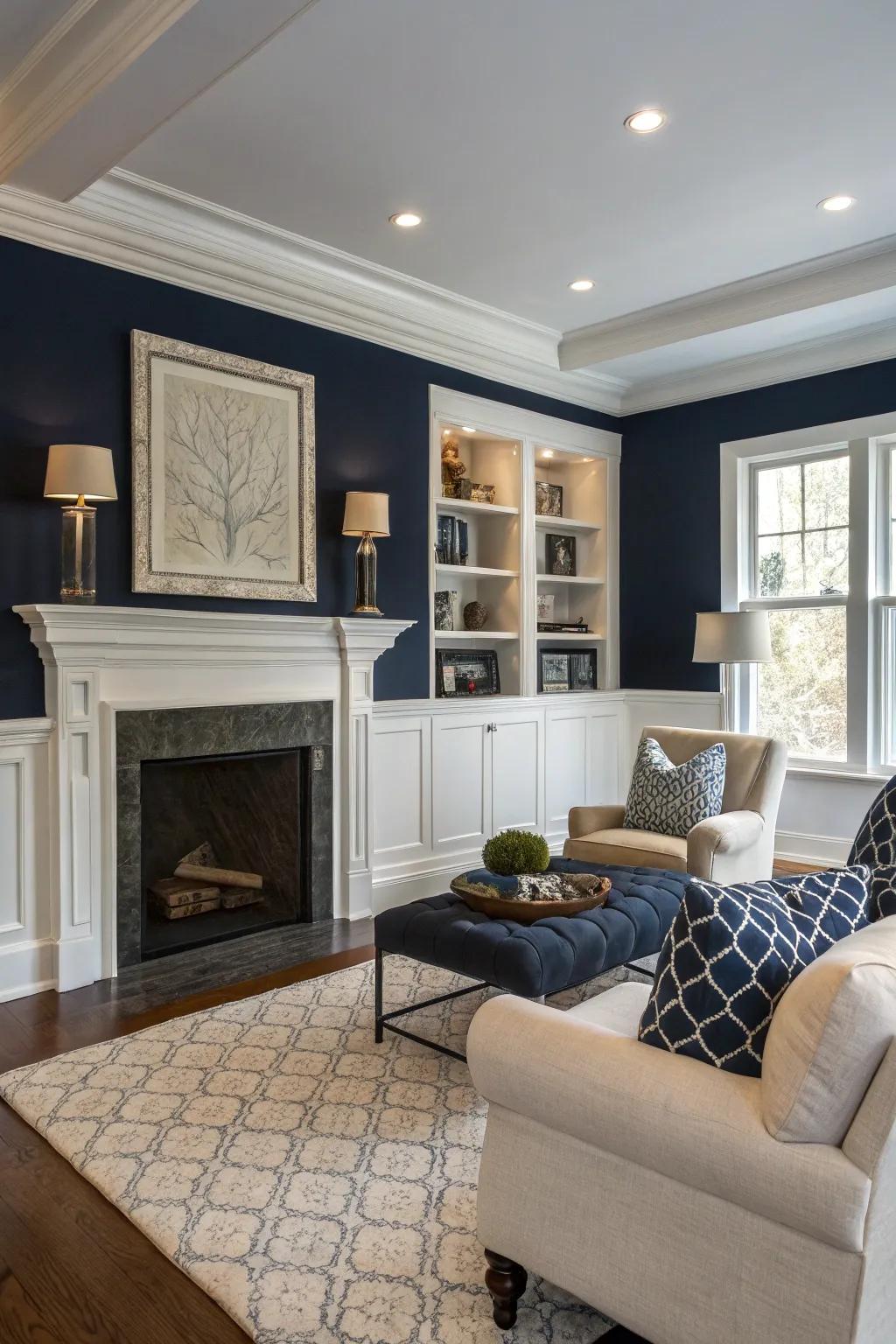 Naval walls offer timeless grace and sophistication.