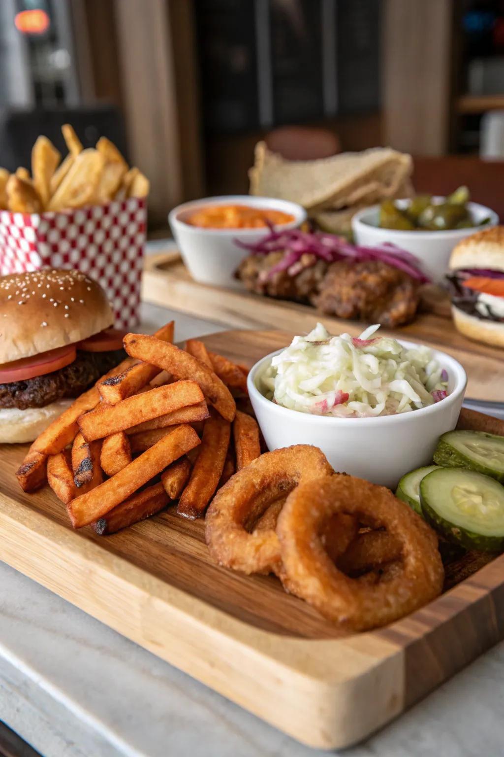 A variety of sides elevates the dining experience.