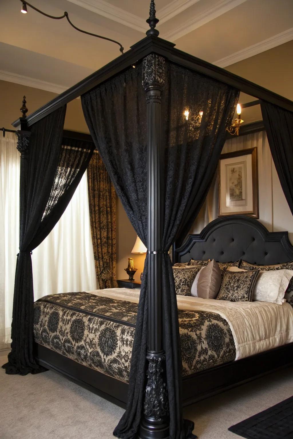 Expressing confidence with a stylish ebony canopy.