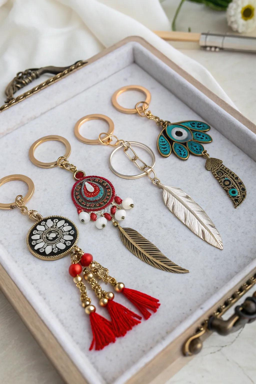 Handcrafted keyrings that are both stylish and functional.
