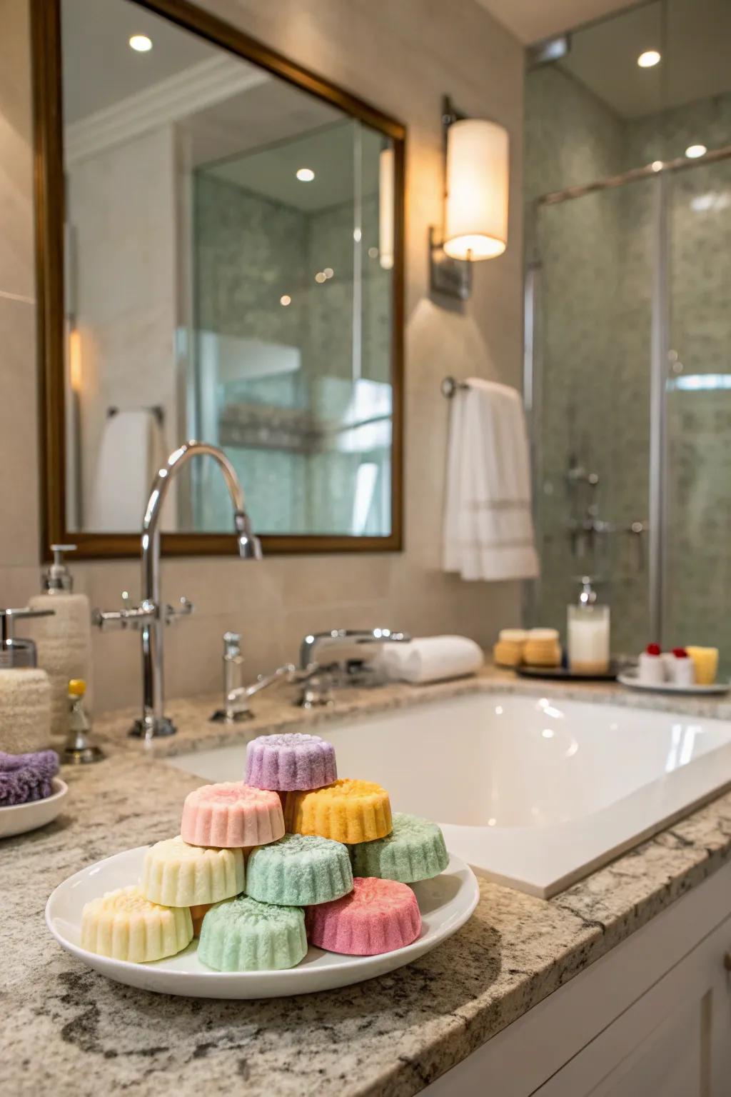 Aromatic diffusers for a spa-like showering encounter.
