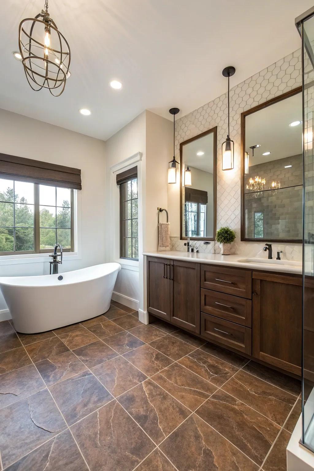 Functional elegance through vinyl tiling.