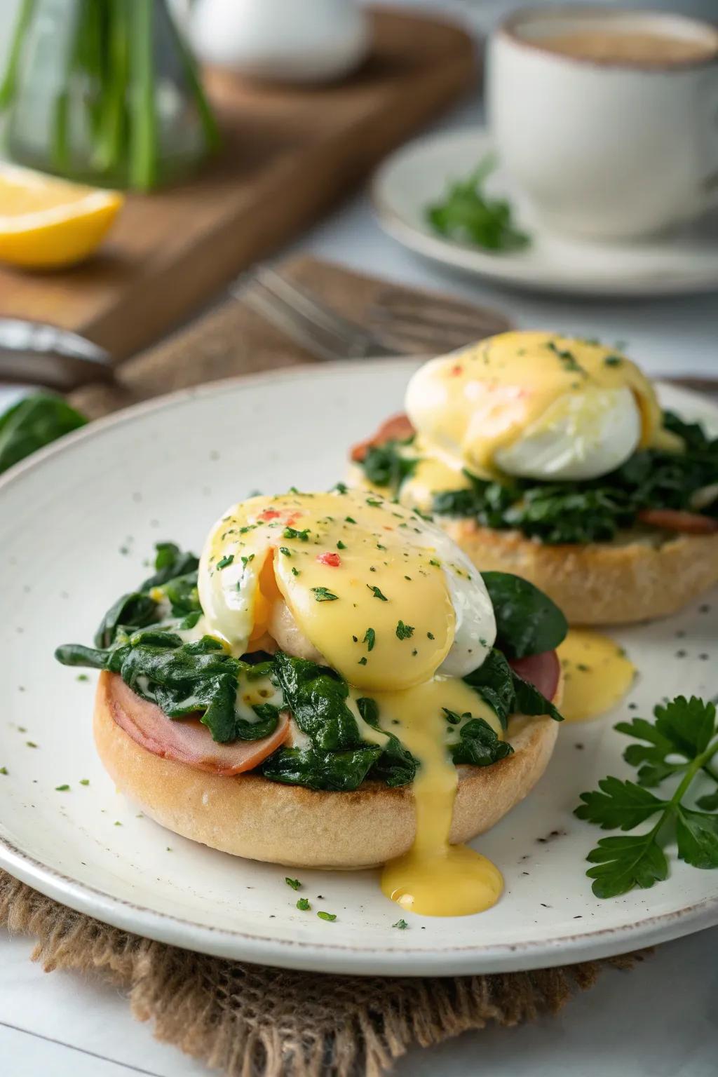 Eggs Benedict that promises a touch of elegance.