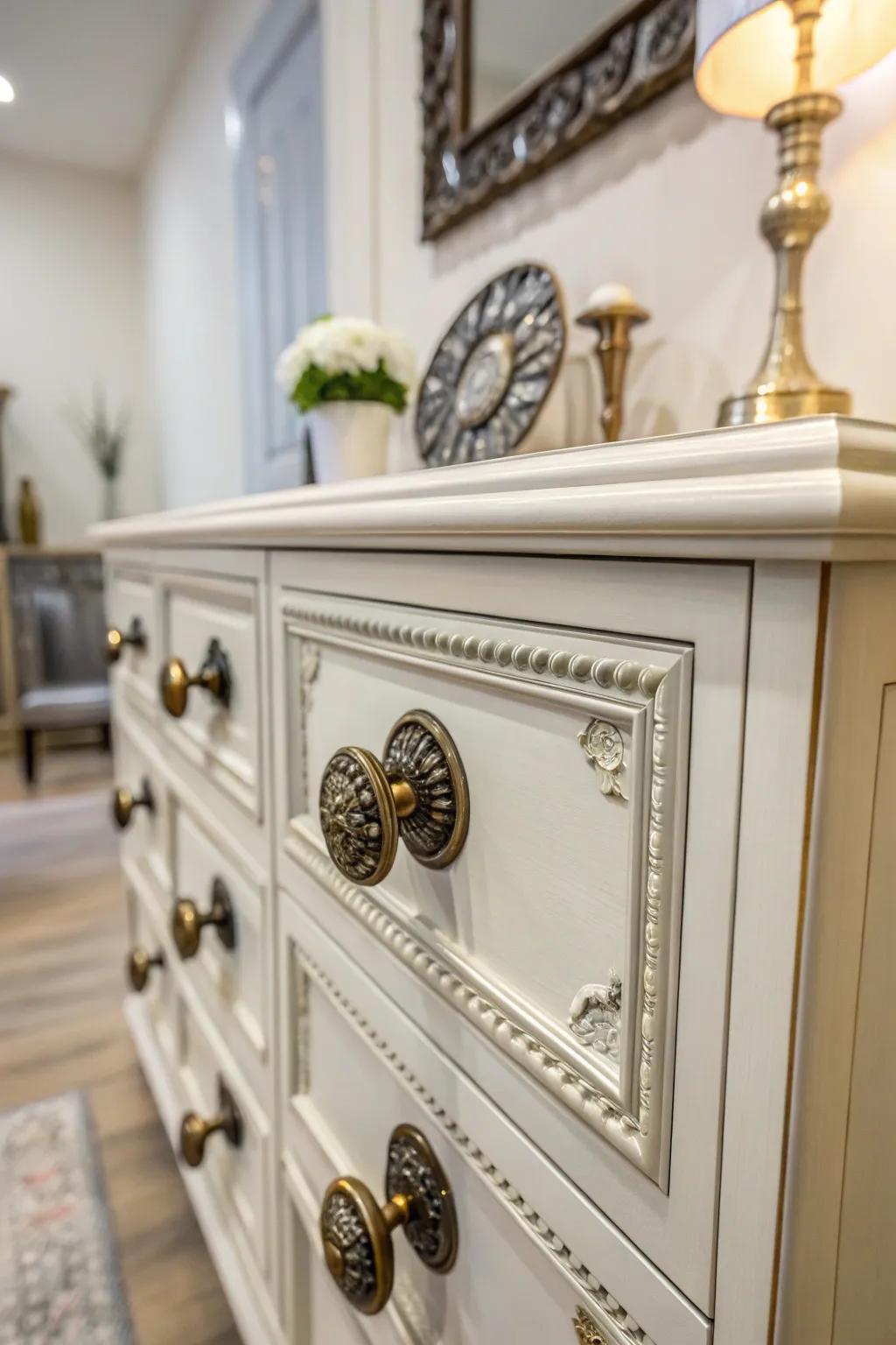 Upgraded hardware offers an elegant touch to furniture.
