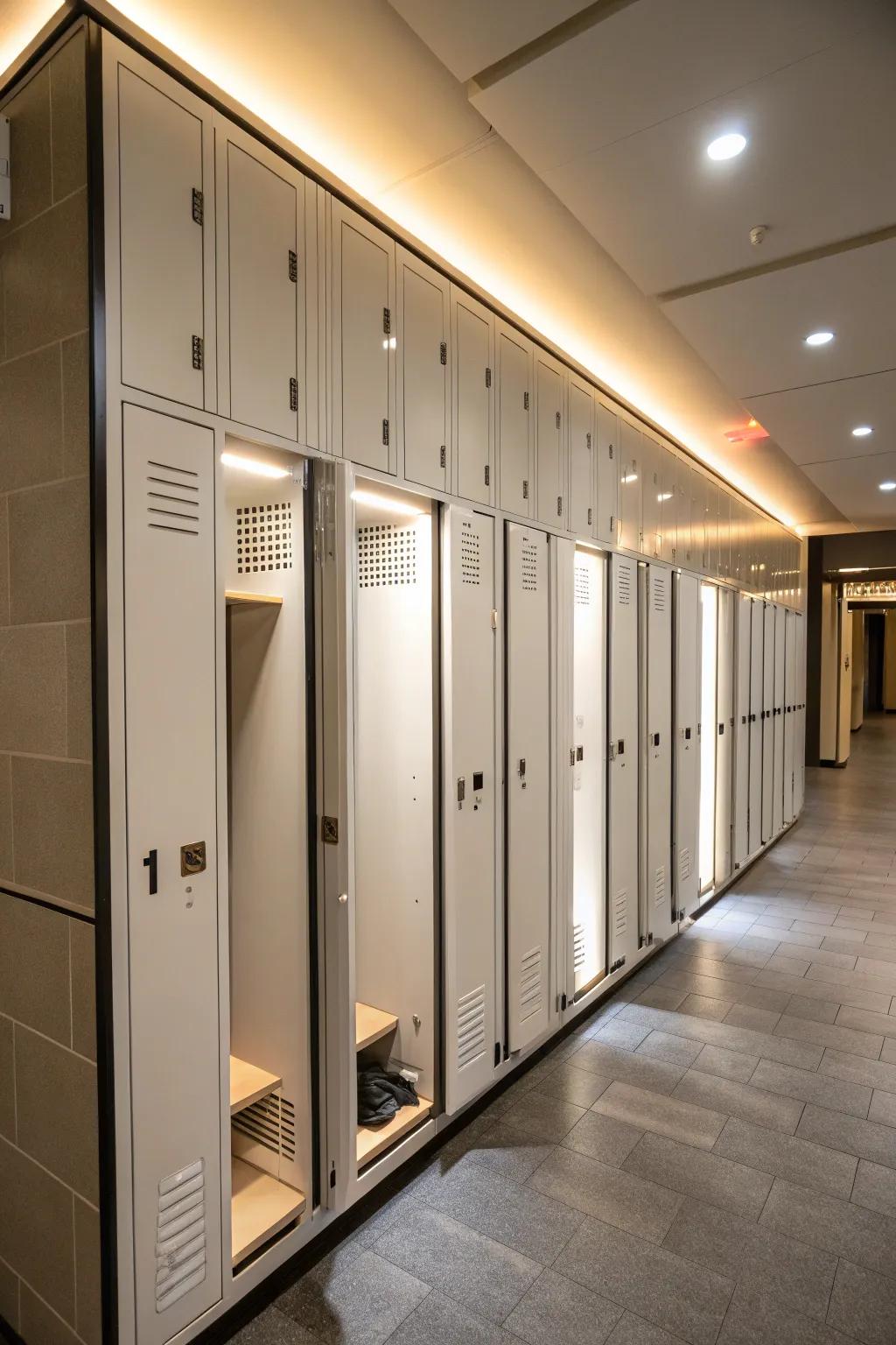 Integrated lighting that enhances the storage units.