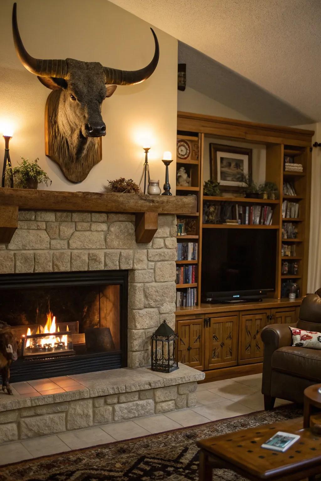 Create a center of attention using mantelpiece design.