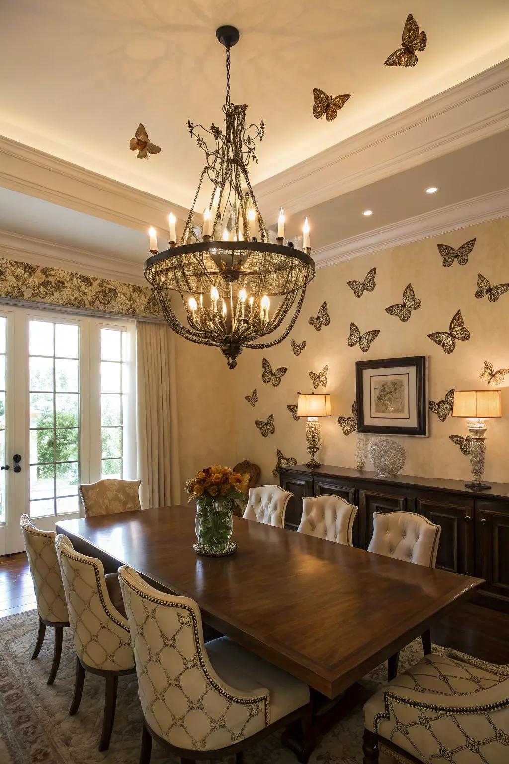 A butterfly pendant is a stunning focal element.