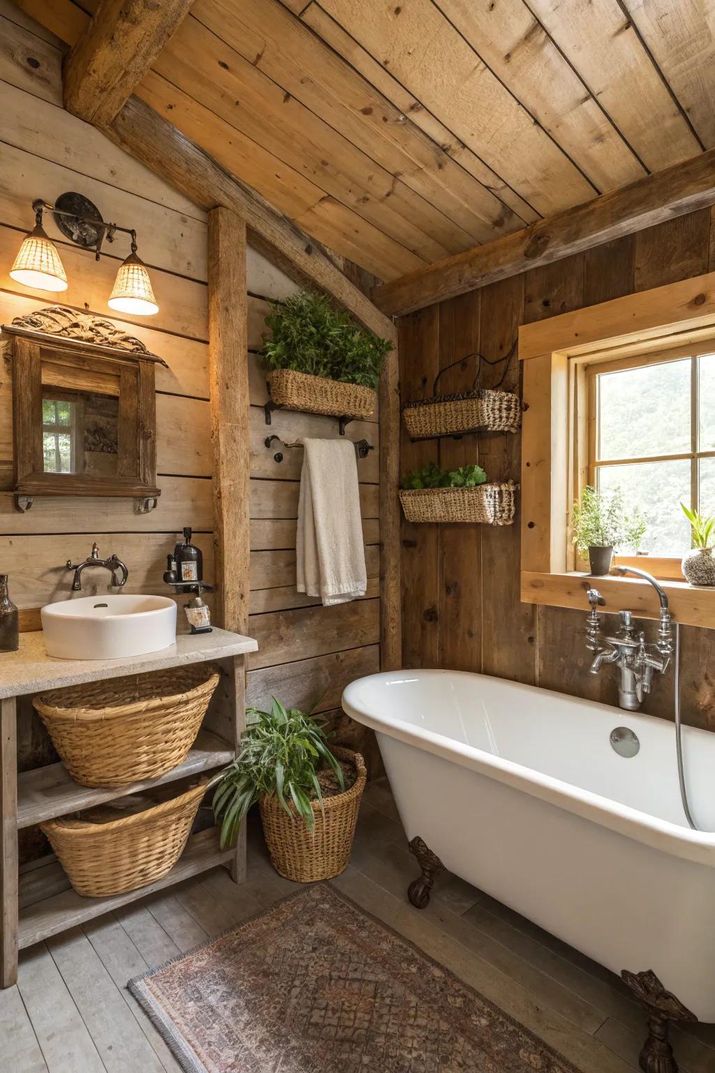 Upcycled materials add history and warmth.