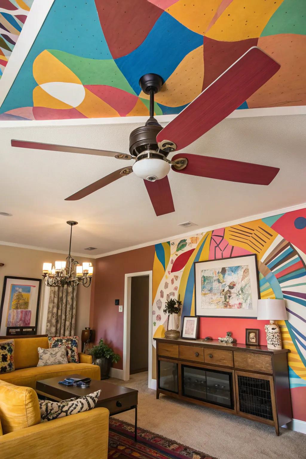 Inject artistic flair with a ceiling fan that serves as art.