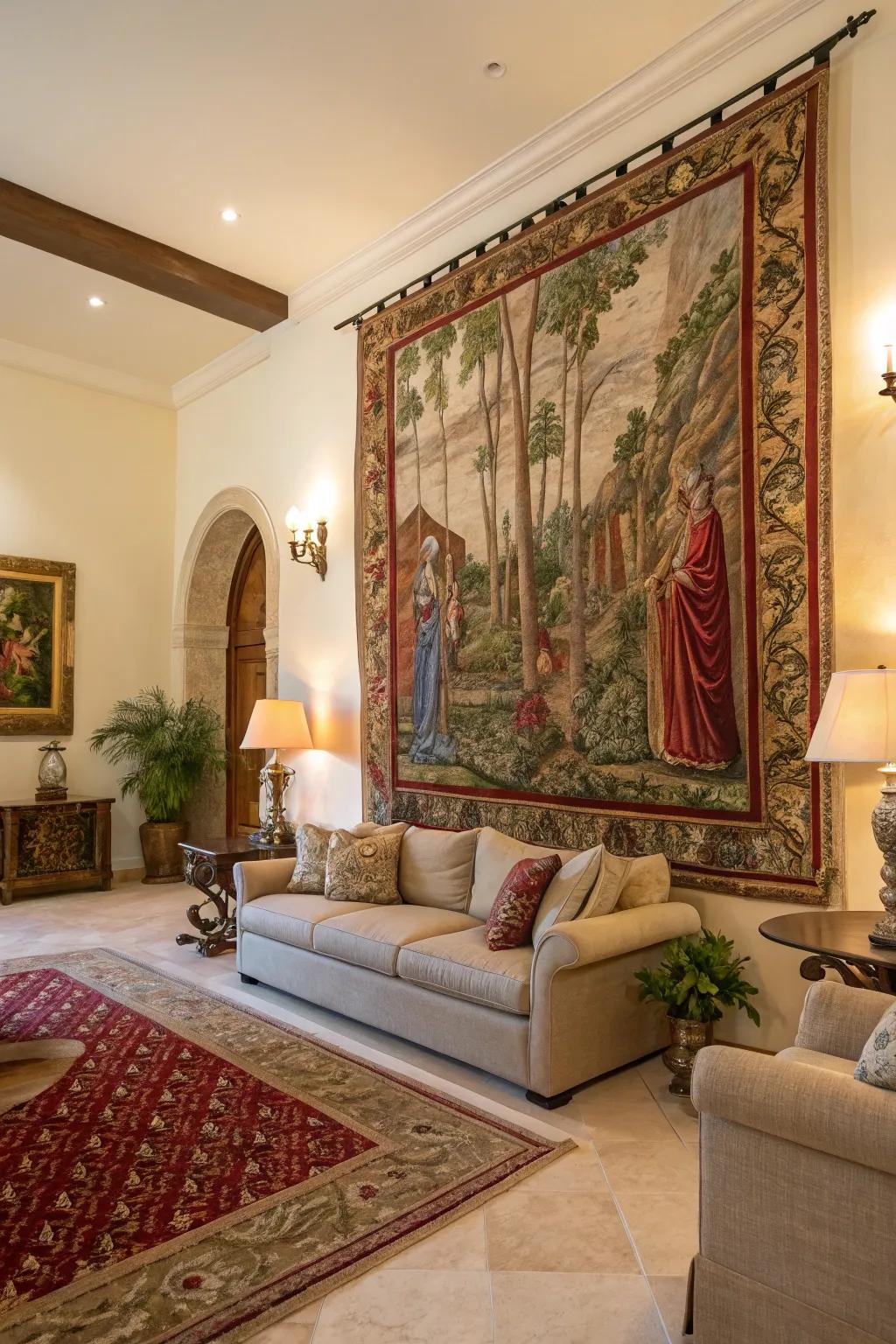 Woven art with a faith theme adds texture to your home design.