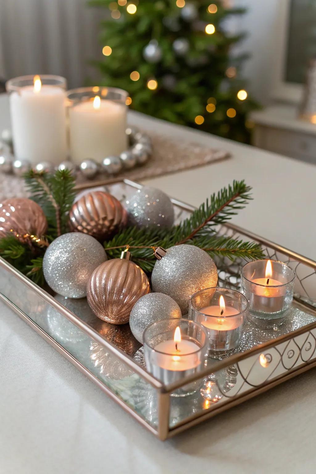 Contemporary metallics offer a streamlined and contemporary holiday vibe.