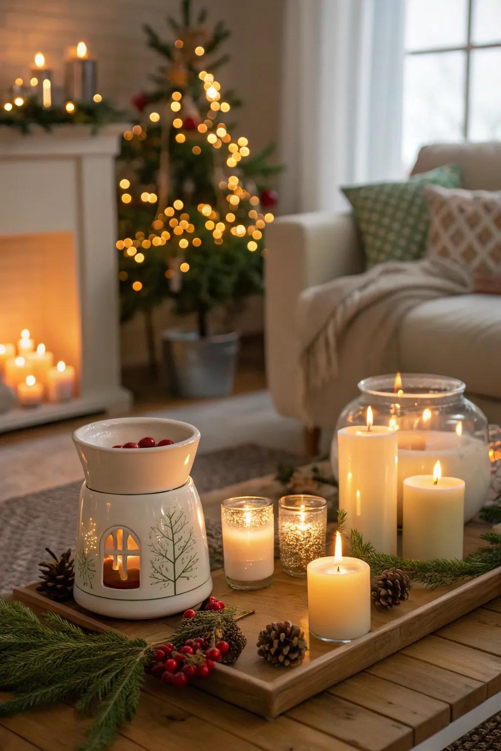 Establish a warm environment with the enticing scent of cinnamon and conifer.