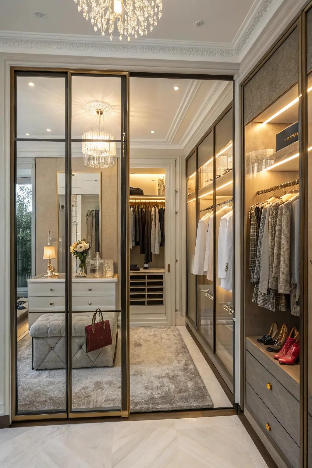 Glass panels offer elegance and visibility.