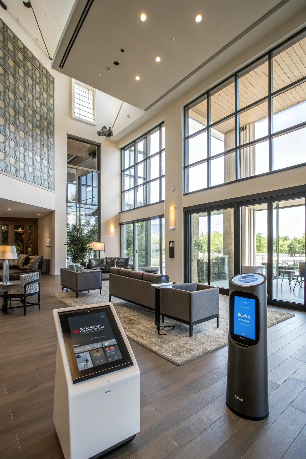 Intelligent technology enhancing convenience inside a clubhouse.
