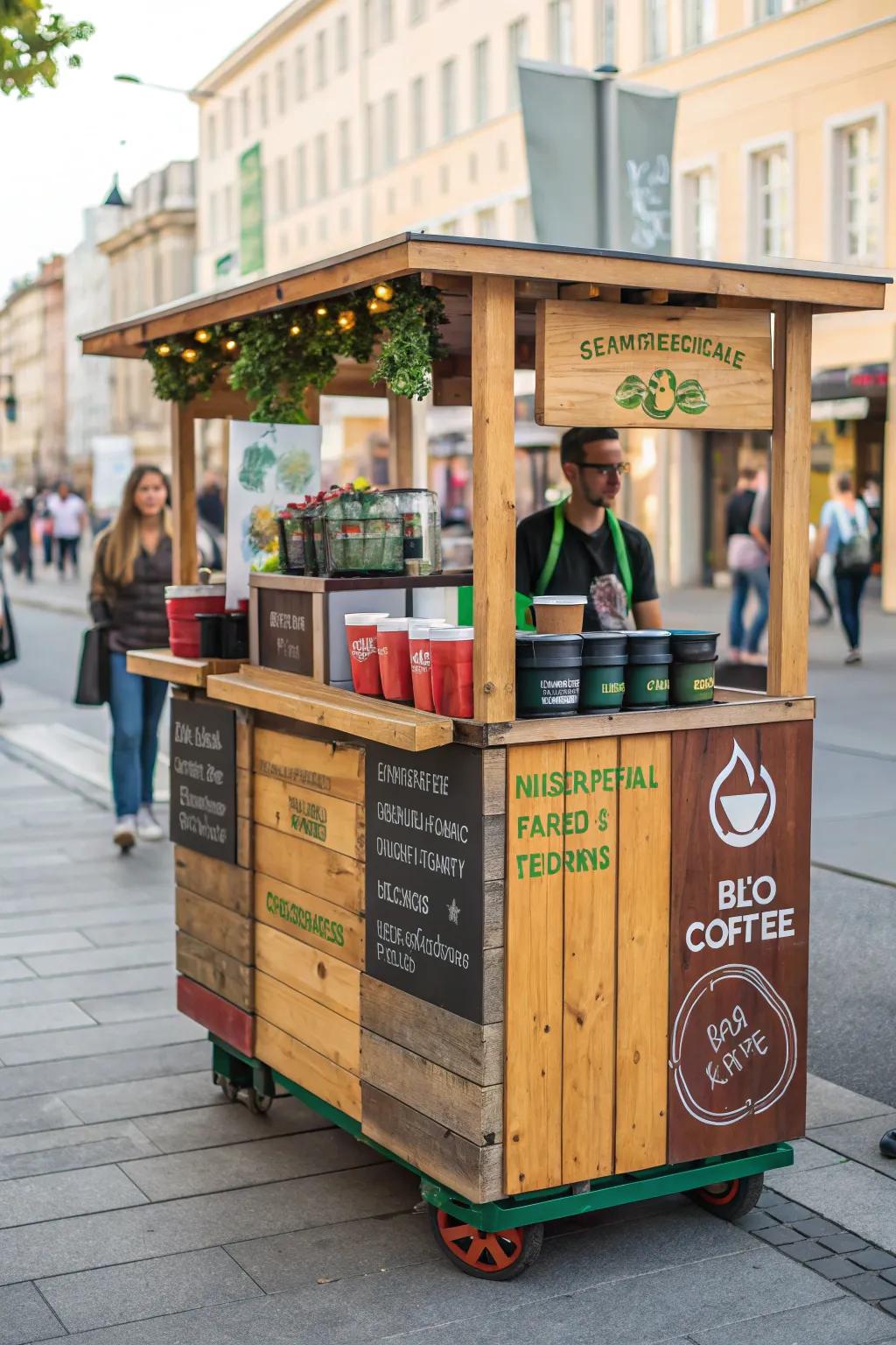 Sustainably enjoy coffee with an earth-friendly cart.