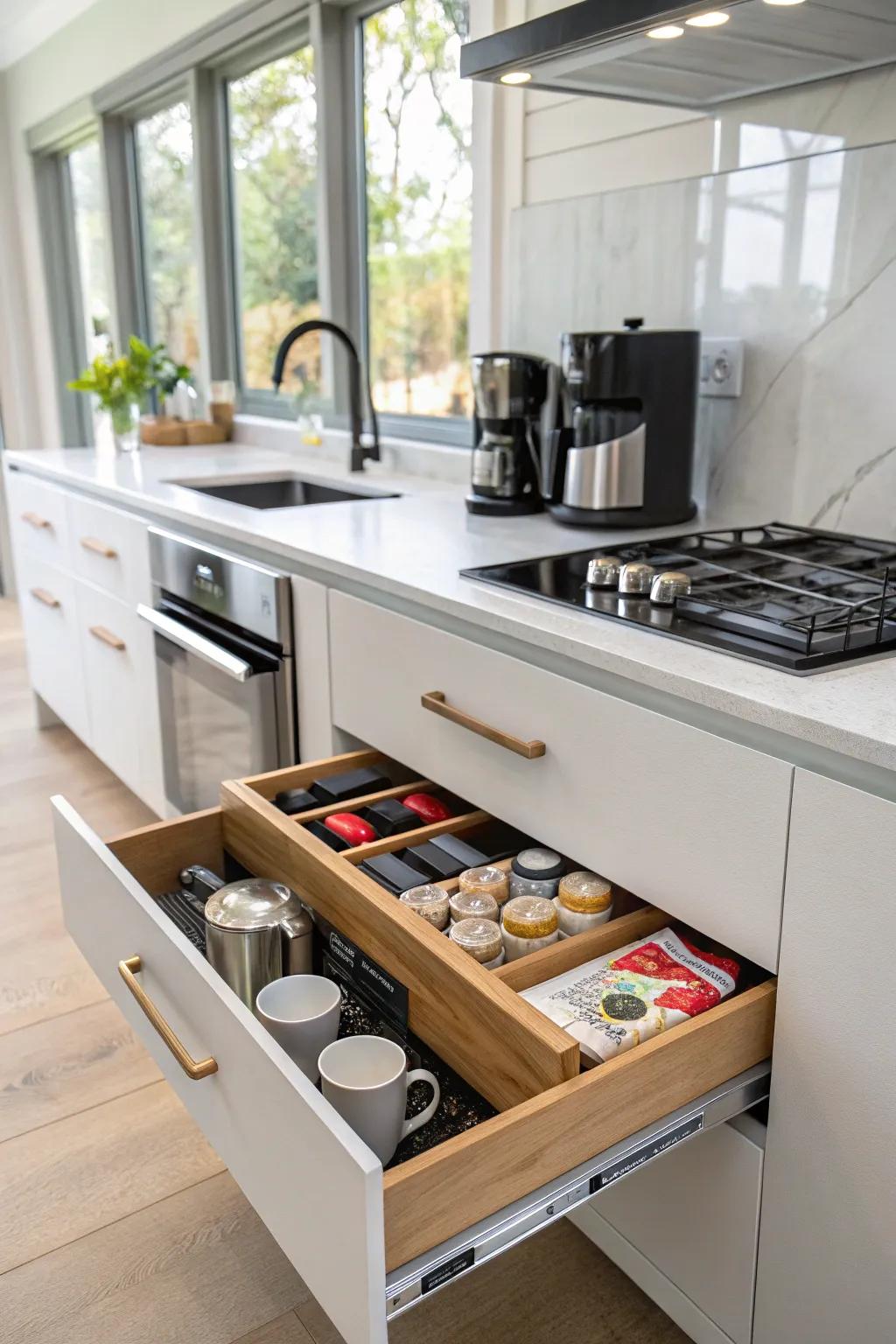 A pull-out level provides supplemental area when you require it.