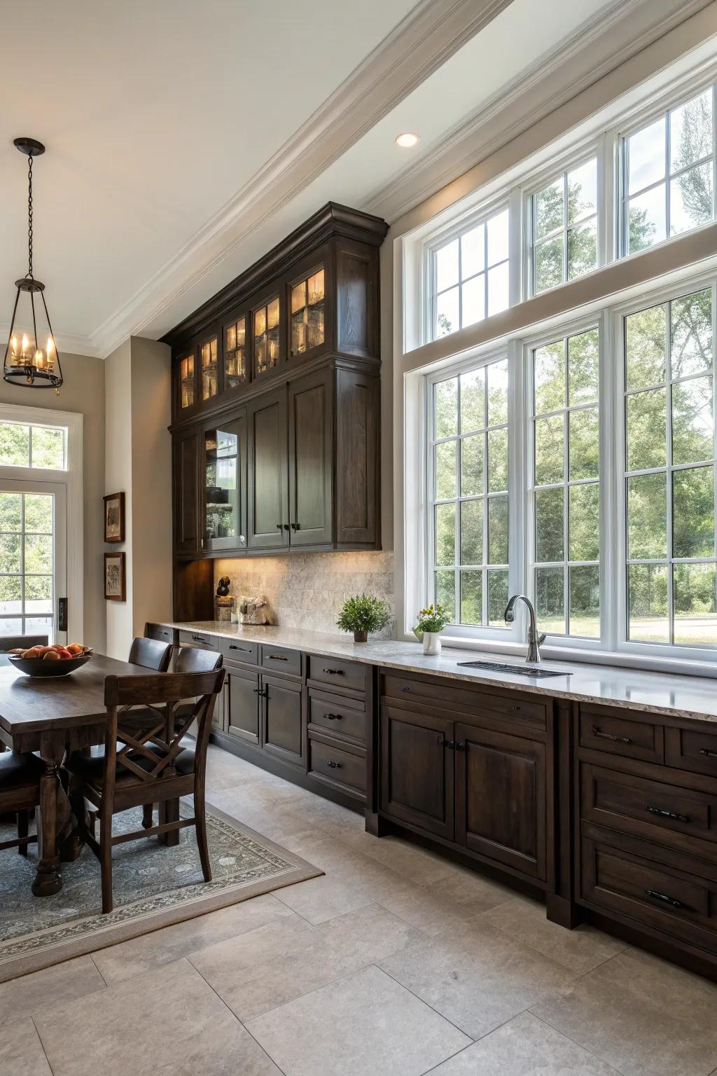 Dark wood elements elevating the space.