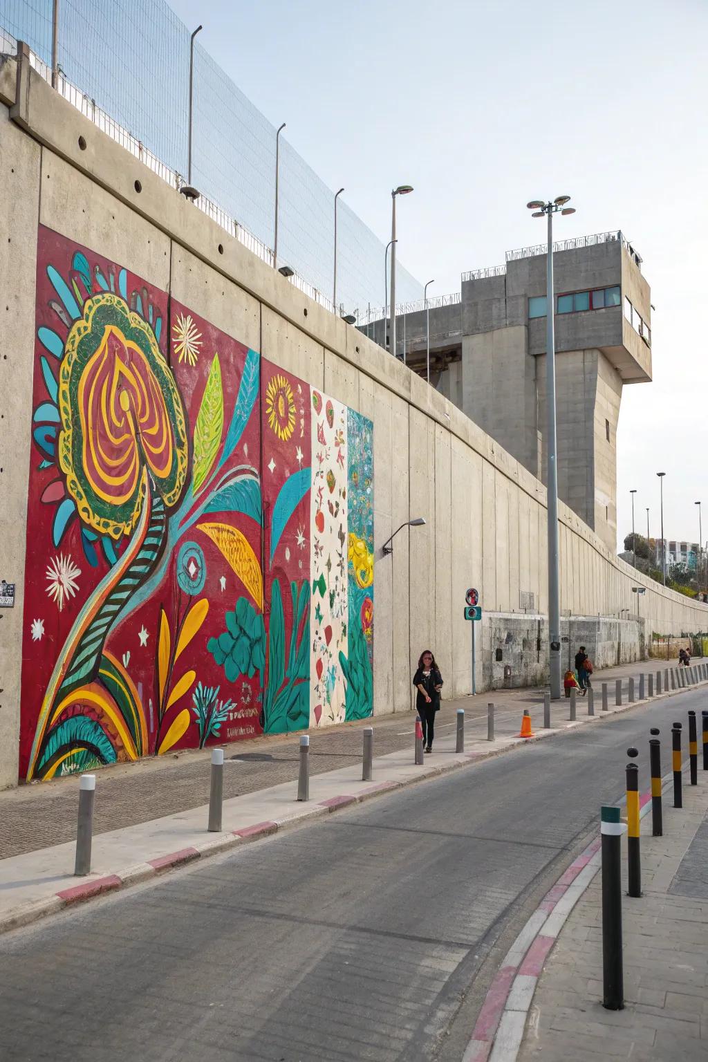 Wall art turns concrete walls into captivating creations.