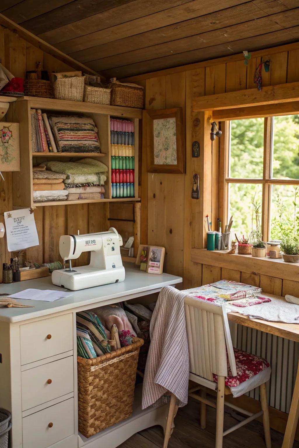 A stylish sewing workshop designed for crafting lovers.